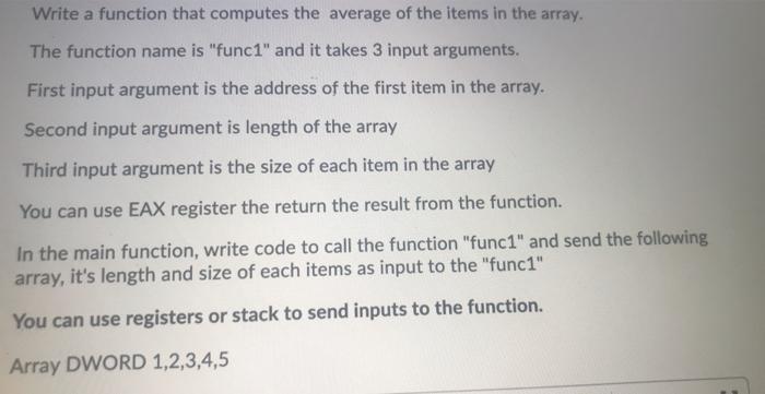 Solved Write a function that computes the average of the | Chegg.com