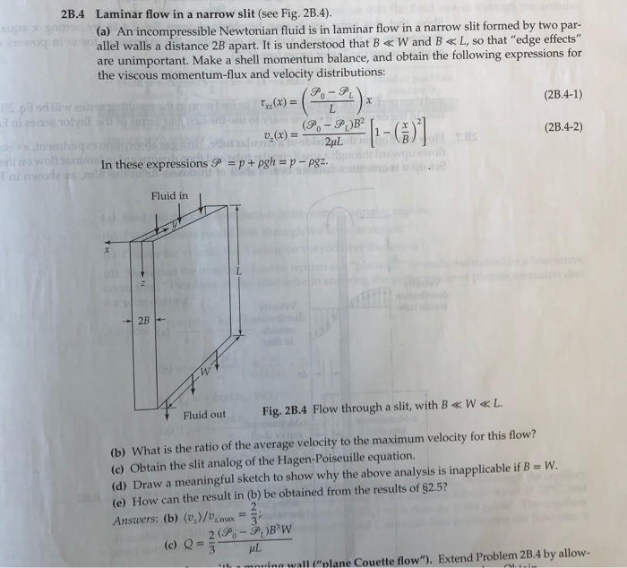 Solved 3 PL 23.5 Laminar slit flow with a moving wall | Chegg.com