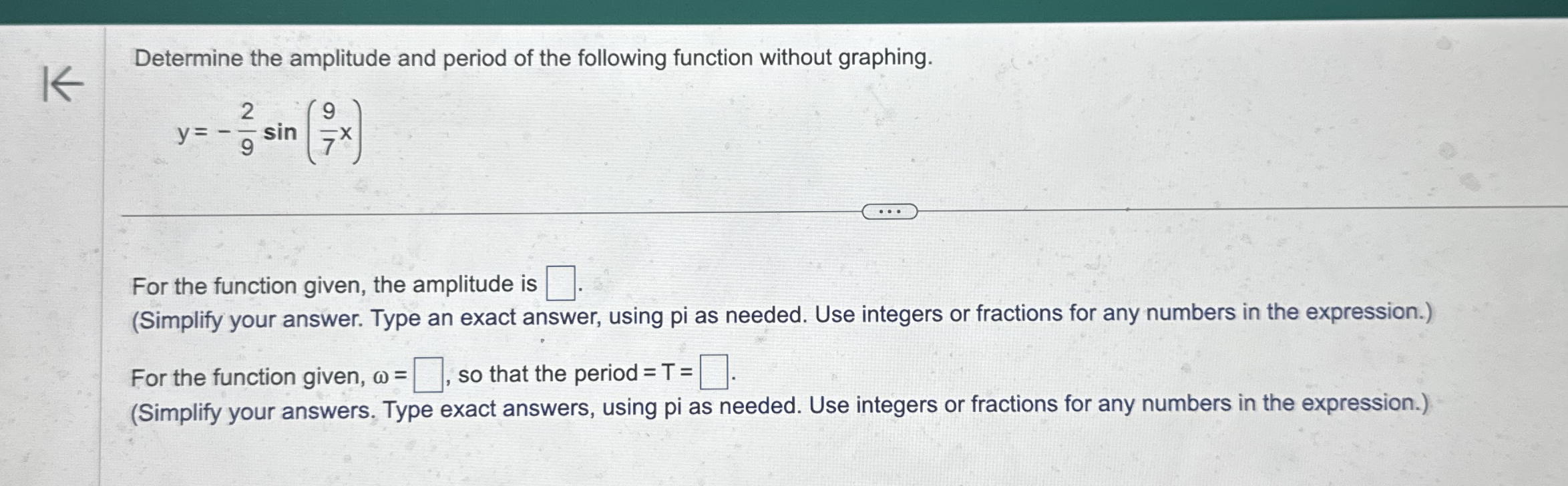 Solved determine the amplitude and period of the following chegg
