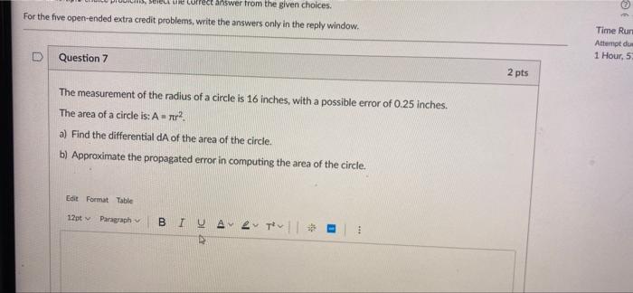 Solved Select The Correct Answer From The Given Choices. For | Chegg.com