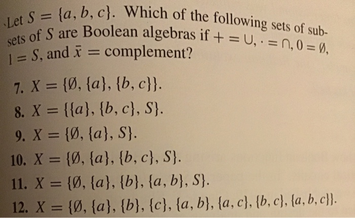 Solved Which Of The Following Sets Of Sub Let S Chegg Com