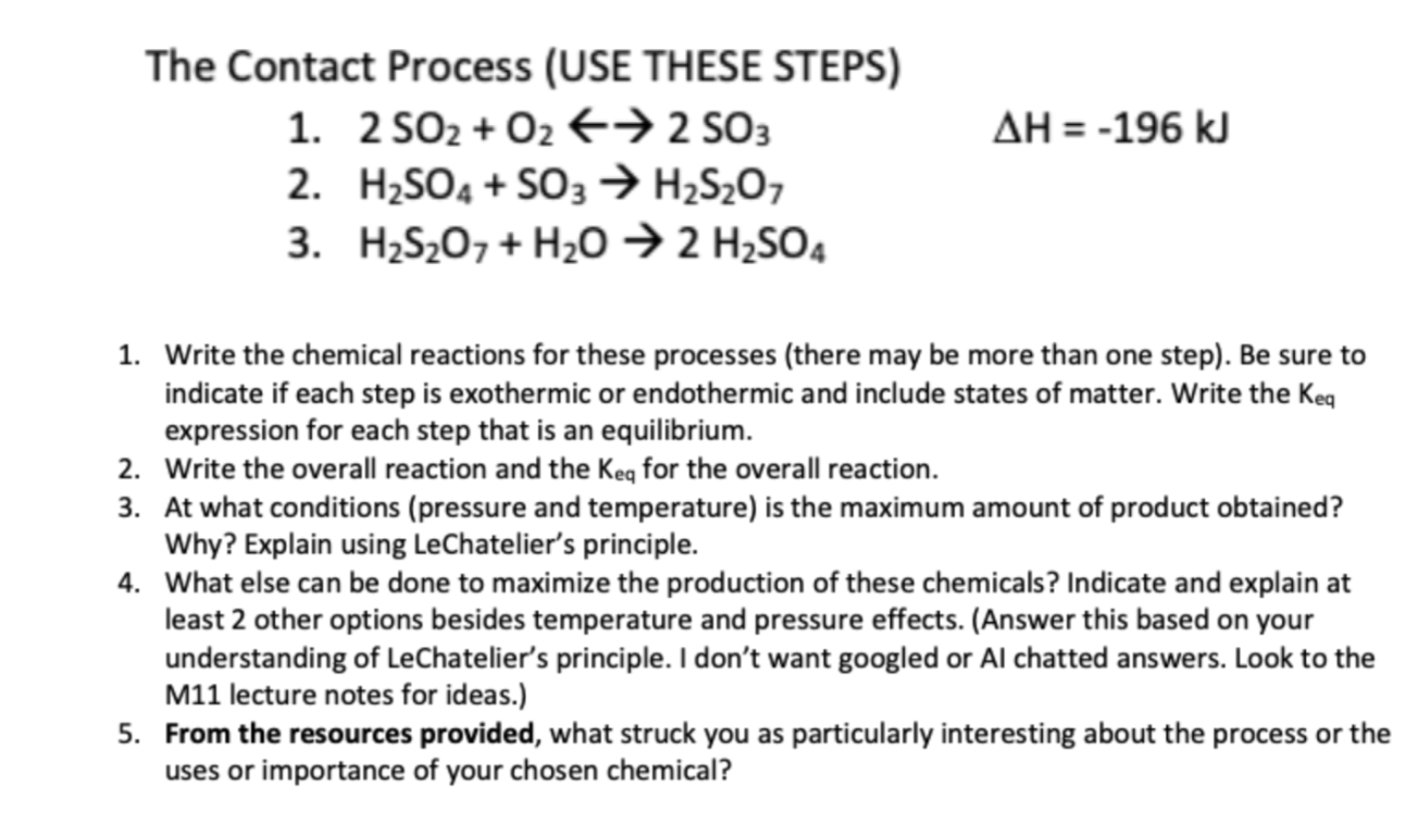 Solved The Contact Process (USE THESE | Chegg.com