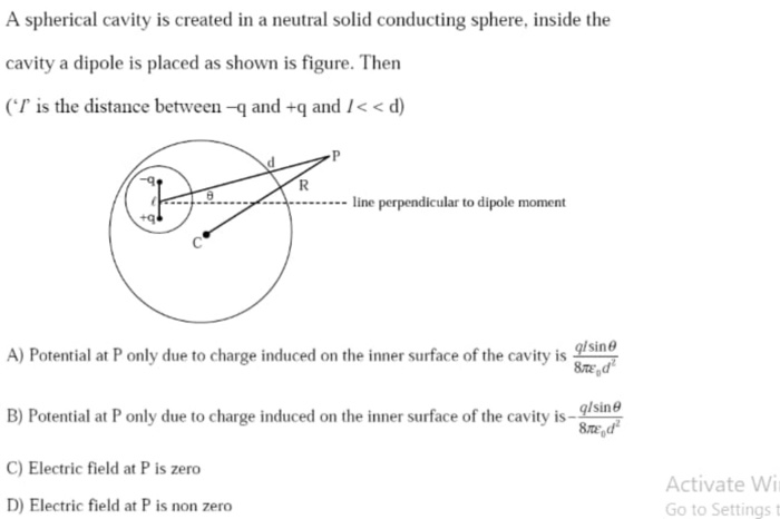 Solved A spherical cavity is created in a neutral solid | Chegg.com