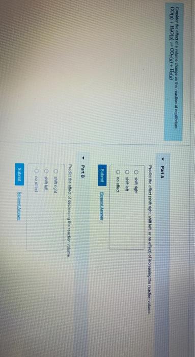 Solved Consider the effect of a volume change on this | Chegg.com