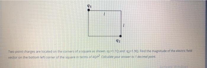 Solved 91 92 Two point charges are located on the corners of | Chegg.com