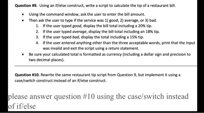 Solved Question 9 Using An If Else Construct Write A S