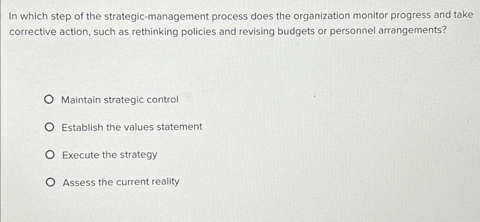 Solved In which step of the strategic-management process | Chegg.com