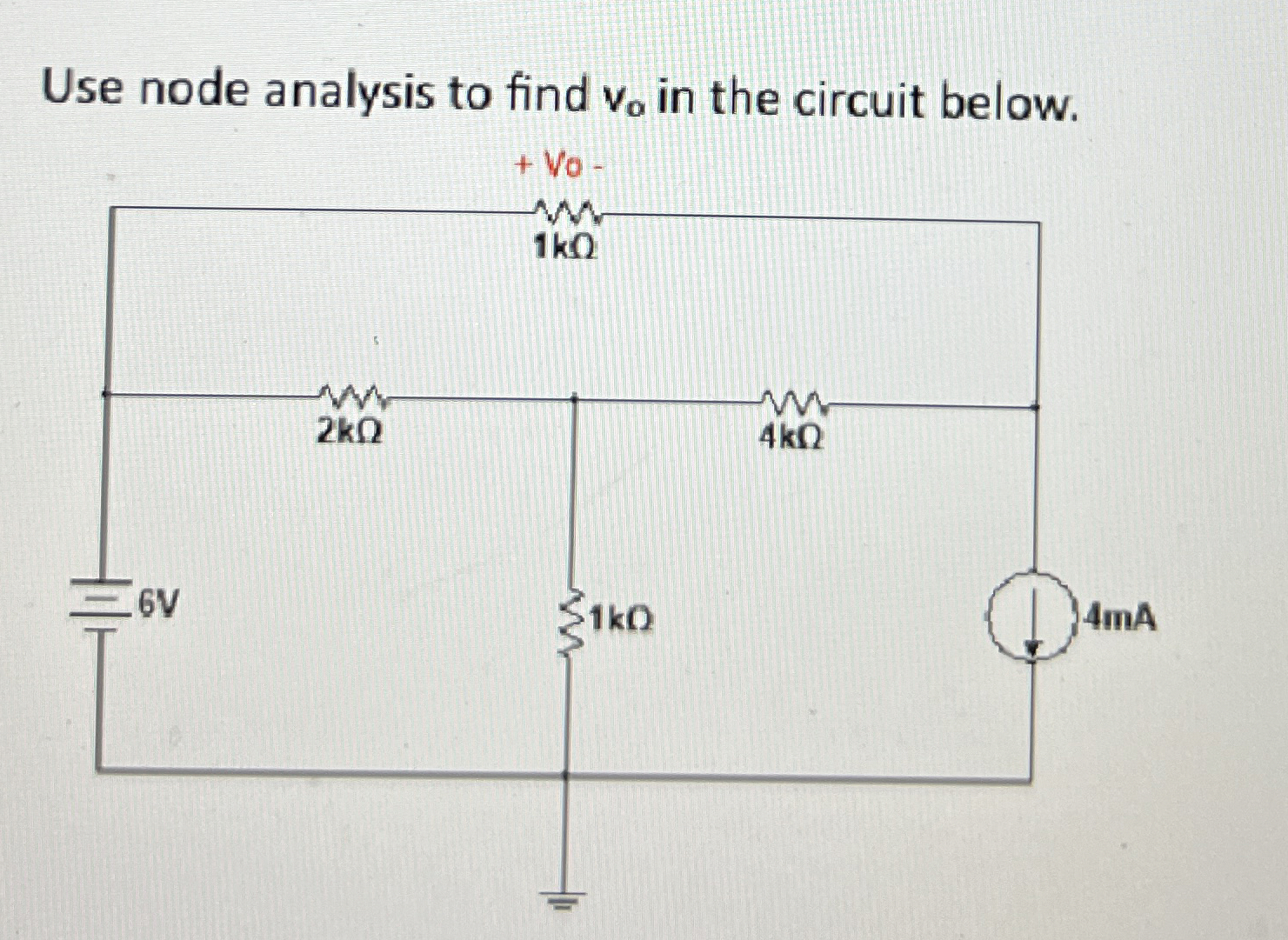 Solved Use node analysis to find vo ﻿in the circuit below. | Chegg.com