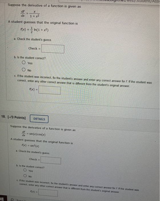 Solved Suppose the derivative of a function is given as df х | Chegg.com