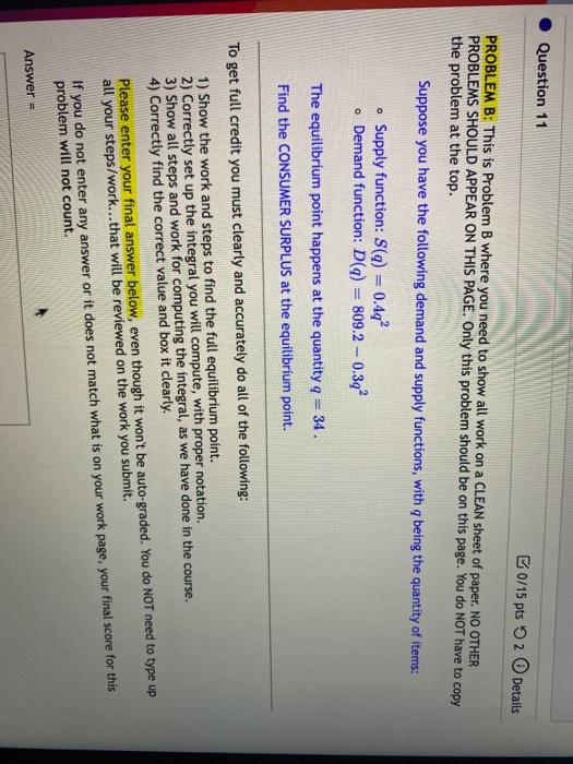 Solved Question 11 B0/15 pts 2 Details PROBLEM B: This is | Chegg.com