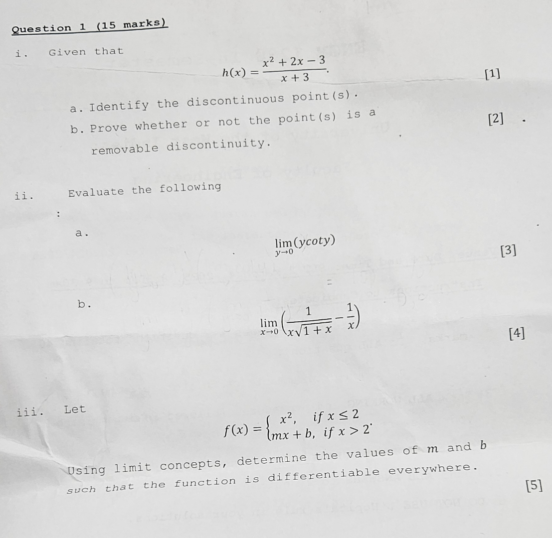 Solved Question 1 ( 15 ﻿marks)i. ﻿Given | Chegg.com