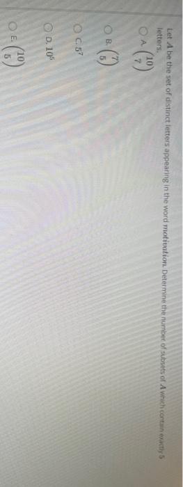 Solved Let A be the set of distinct letters appearing in the | Chegg.com