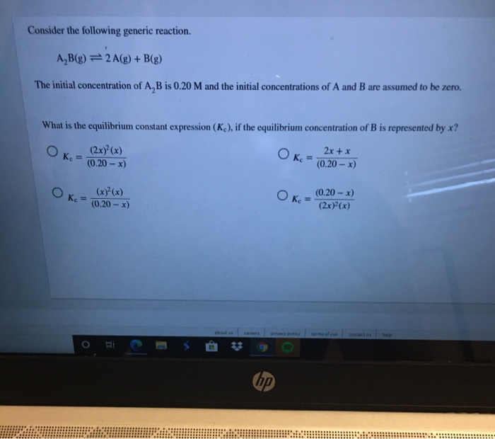 Solved Consider the following generic reaction. A,B(g) = 2 | Chegg.com