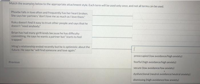 Solved Match the examples below to the appropriate | Chegg.com