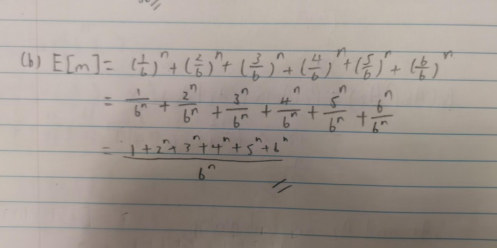 Solved + 了1) + n 2 1 n (b) E [m] = ct) + (233 + 1 2 2 + ( 2 | Chegg.com
