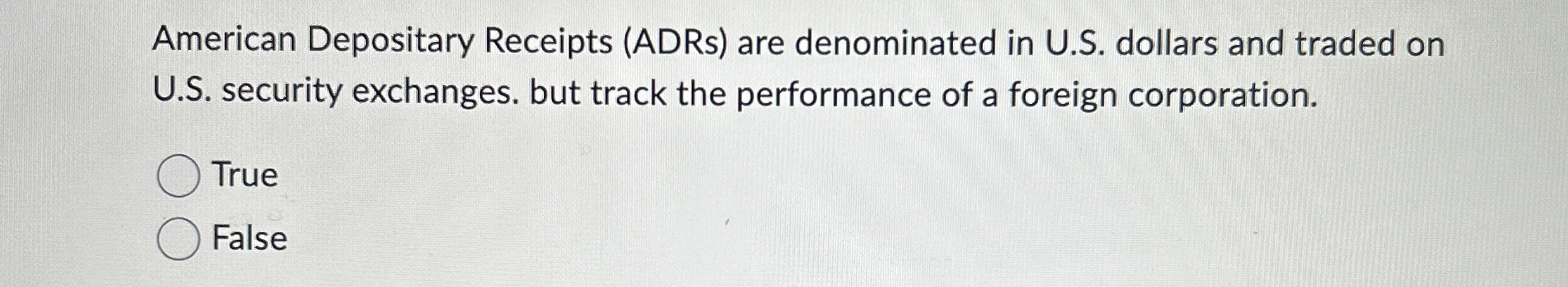 Solved American Depositary Receipts (ADRs) ﻿are Denominated | Chegg.com