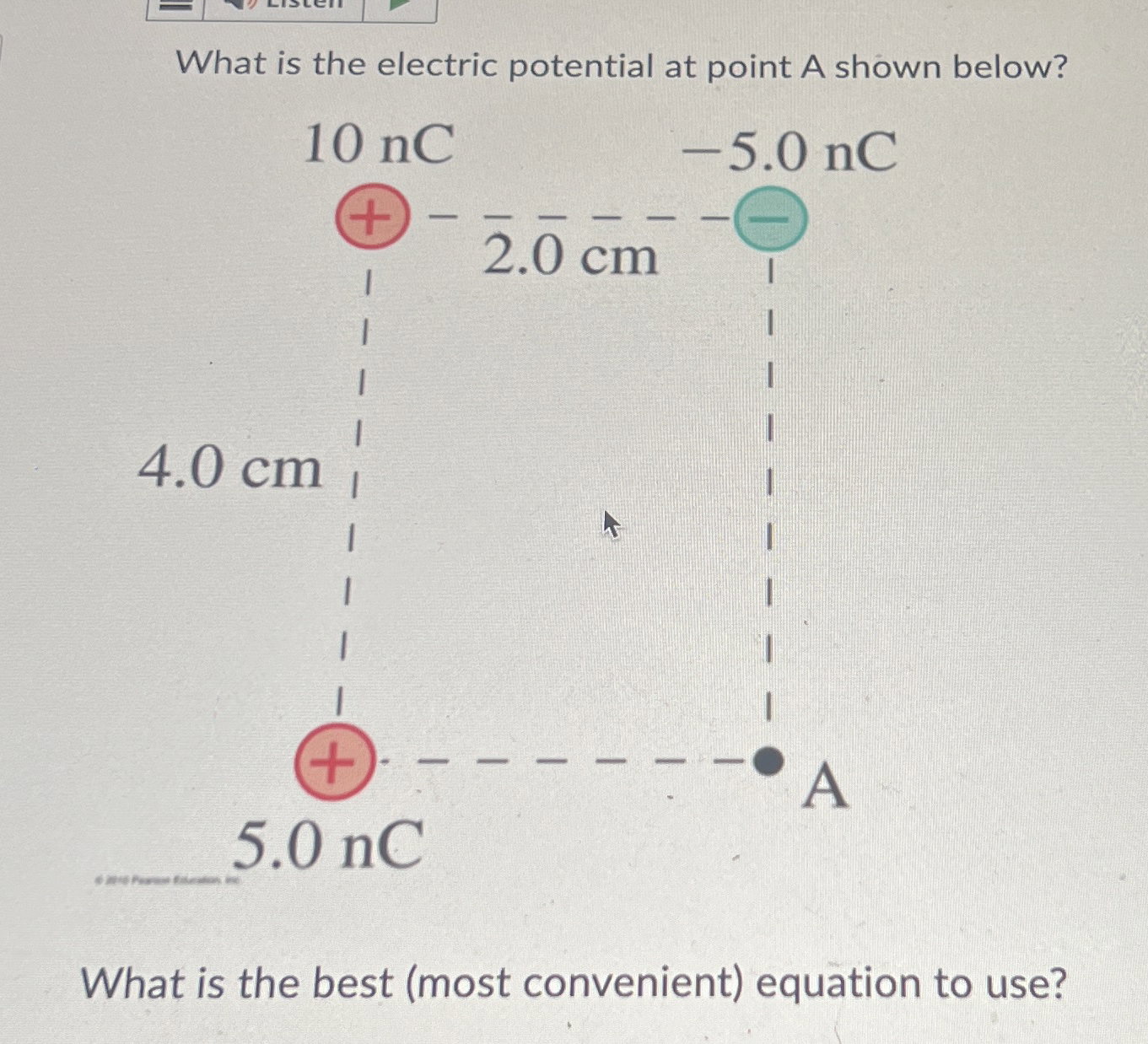 Solved What is the electric potential at point A shown | Chegg.com