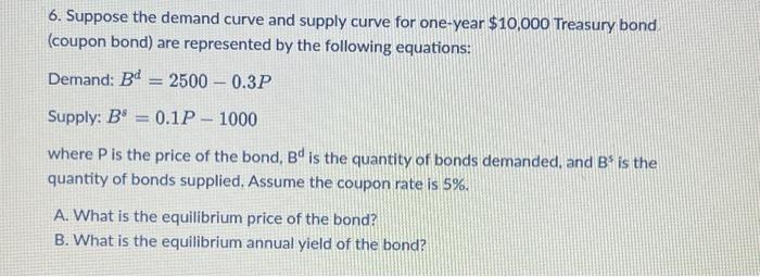 Solved 6. Suppose the demand curve and supply curve for | Chegg.com
