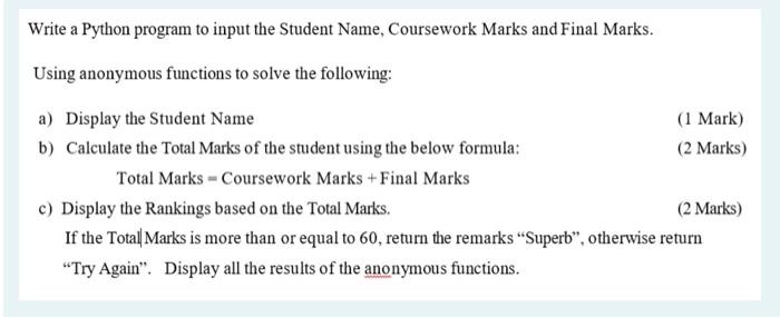 Solved Write a Python program to input the Student Name, | Chegg.com