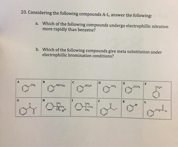 Solved 20. Considering The Following Compounds A-L, Answer | Chegg.com