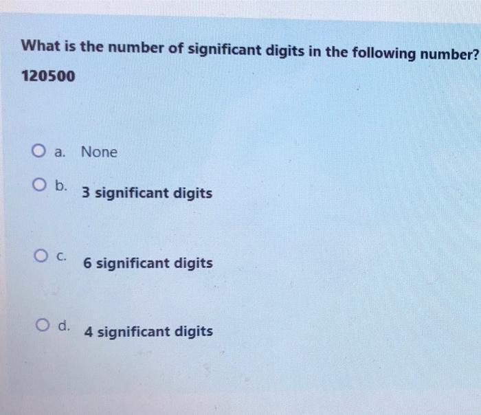 Solved What is the number of significant digits in the | Chegg.com