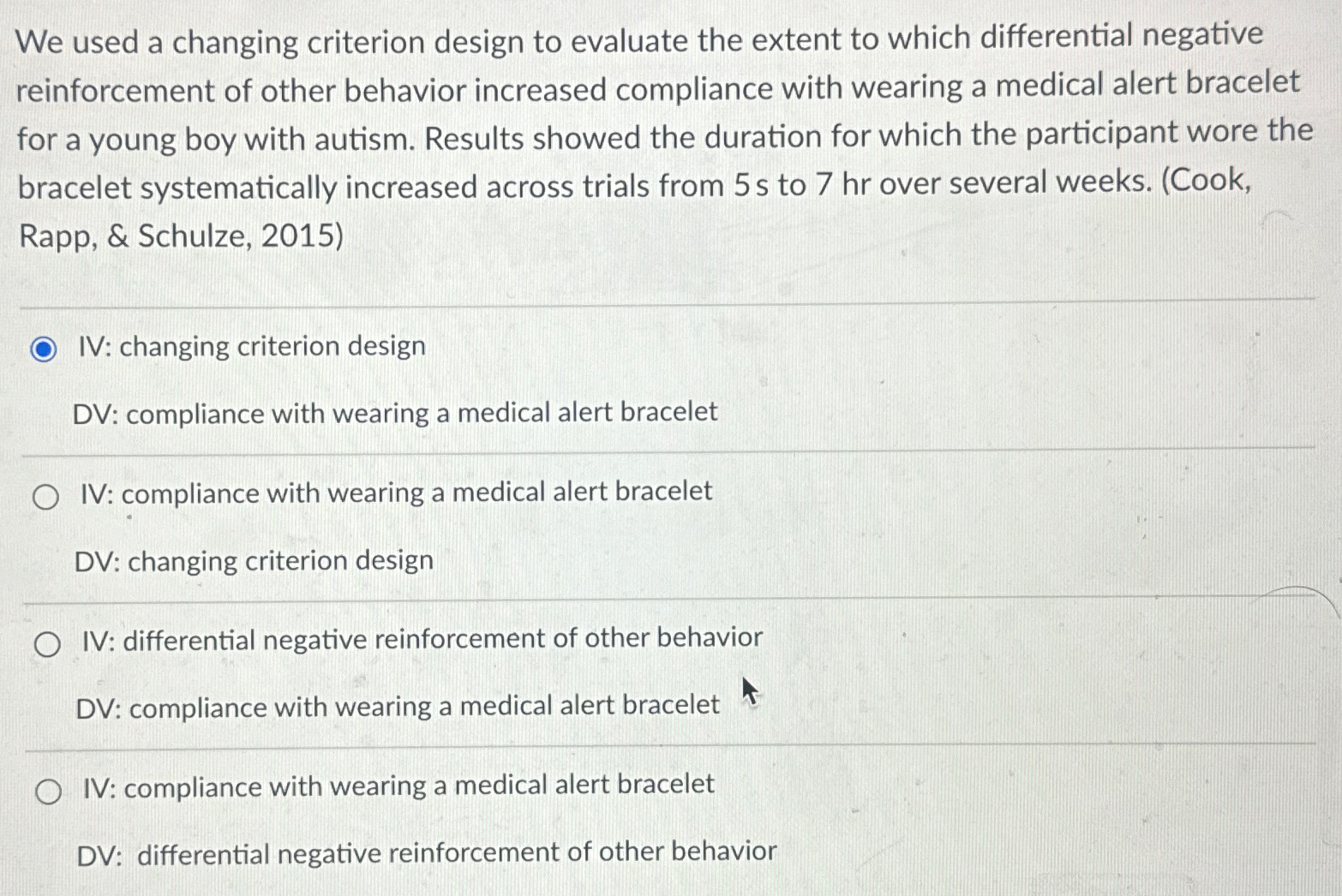 Solved We used a changing criterion design to evaluate the | Chegg.com