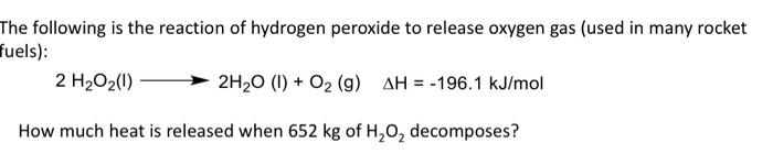 Solved The following is the reaction of hydrogen peroxide to | Chegg.com