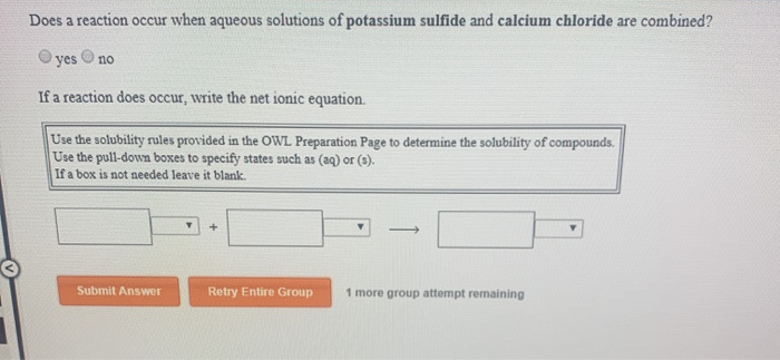 Solved Does a reaction occur when aqueous solutions of | Chegg.com