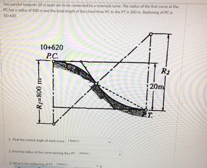 Solved Two Parallel Tangents 20 M Apart Are To Be Connected Chegg