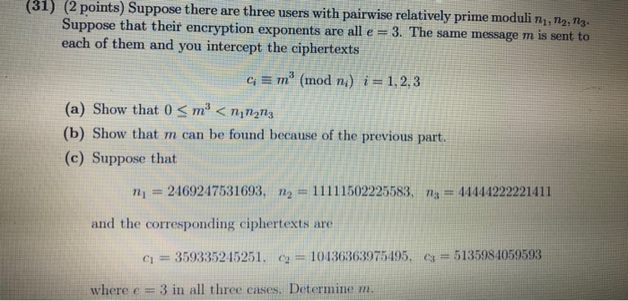 Solved (31) (2 points) Suppose there are three users with | Chegg.com