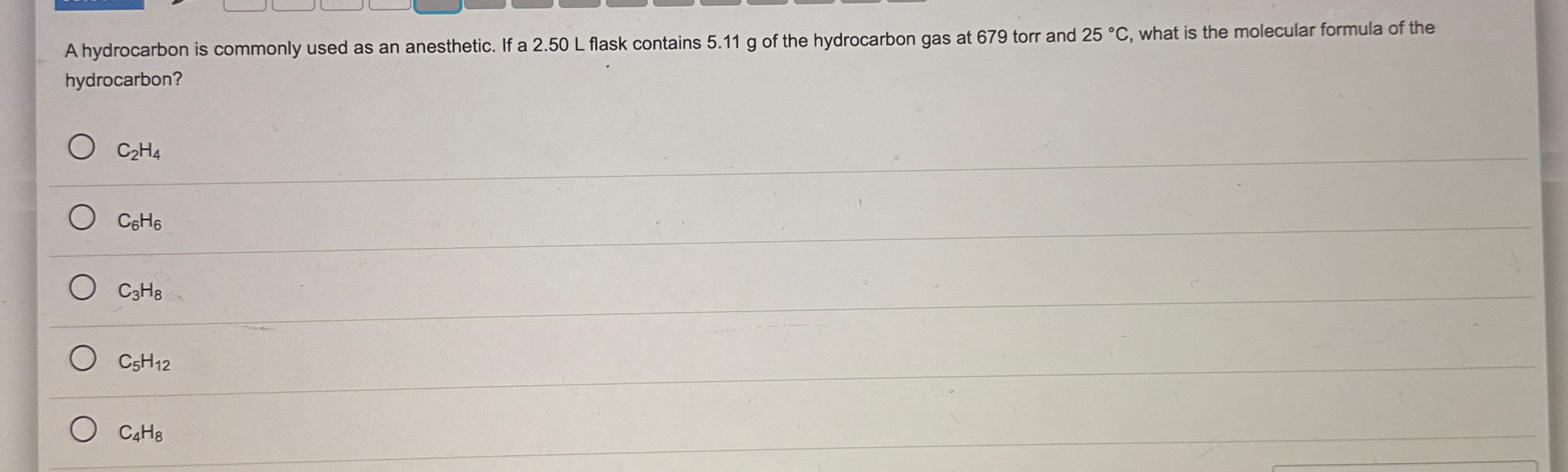 Solved A hydrocarbon is commonly used as an anesthetic. If a