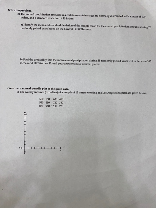 Solved Solve The Problem 8 The Annual Precipitation Amo Chegg Com