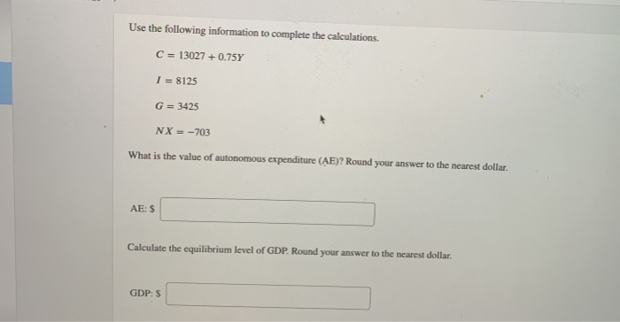 Solved Use the following information to complete the | Chegg.com