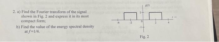 Solved 2. a) Find the Fourier transform of the signal shown | Chegg.com