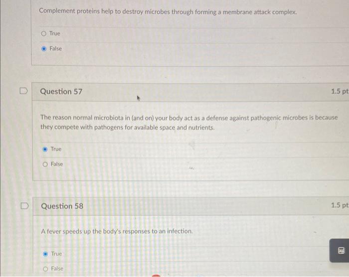 Solved Complement proteins help to destroy microbes through