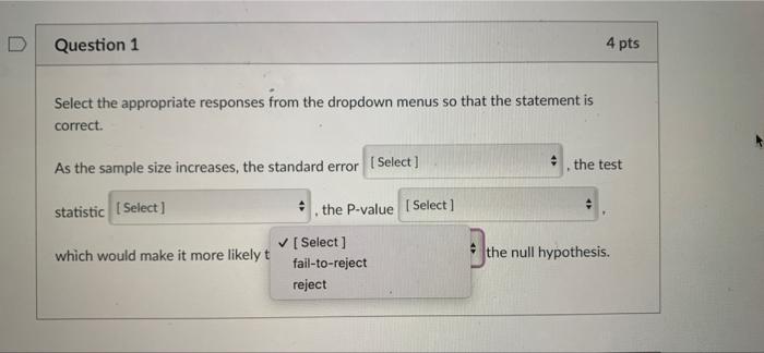 Solved D Question 1 4 pts Select the appropriate responses | Chegg.com