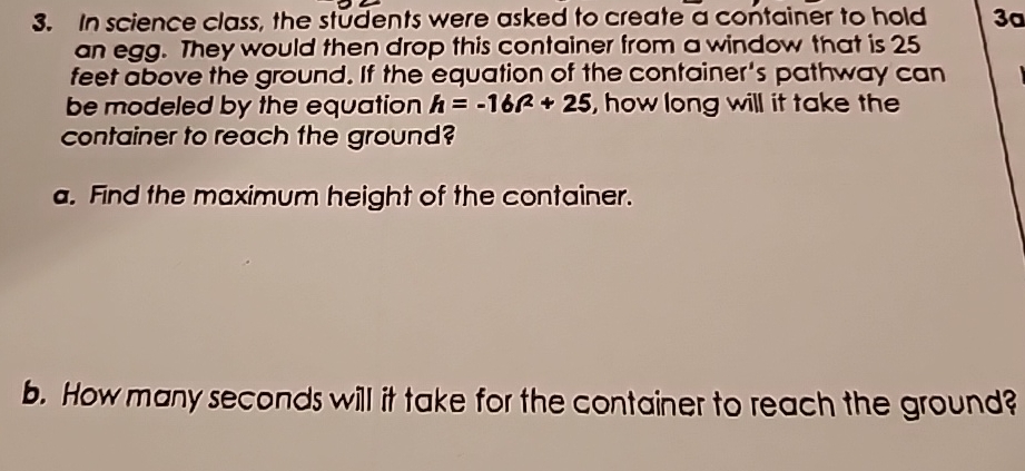 Solved In science class, the students were asked to create a | Chegg.com