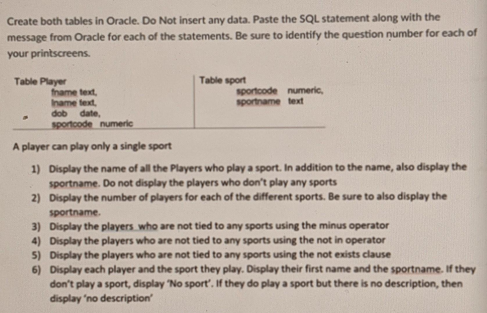 Solved **** please answer using oracle SQL developer and | Chegg.com