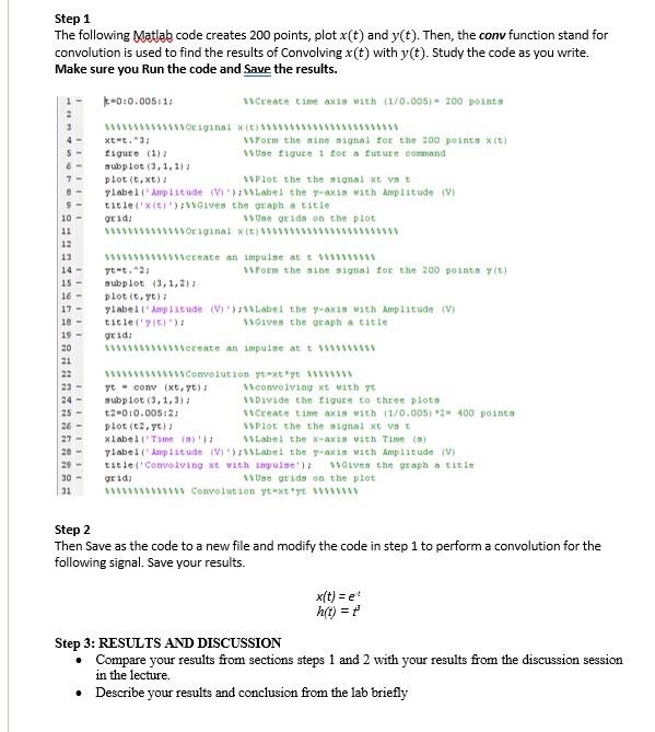 Solved 1.0 Aim: To use MATLAB to perform convolution and | Chegg.com