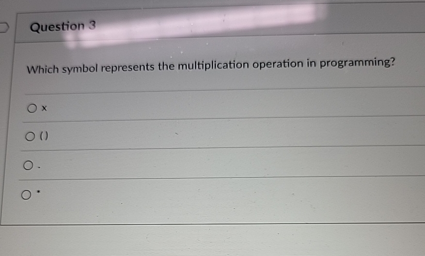Solved Question 3Which symbol represents the multiplication | Chegg.com