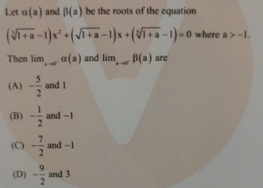 Solved Let α(a) ﻿and β(a) ﻿be the roots of the equation | Chegg.com