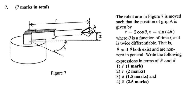 Solved (7 ﻿marks in total)The robot arm in Figure 7 ﻿is | Chegg.com
