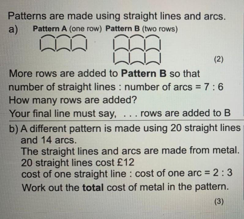 Solved Patterns are made using straight lines and arcs. a) | Chegg.com