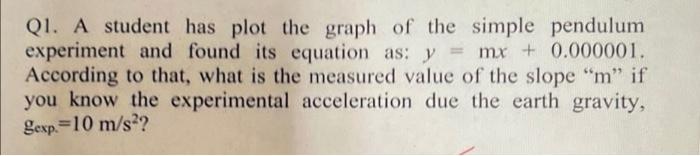 Solved Q1. A student has plot the graph of the simple | Chegg.com