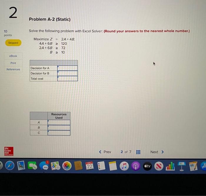 Solved 2 Problem A-2 (Static) 10 points Solve the following | Chegg.com