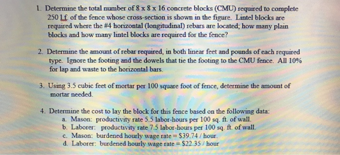 1 Determine The Total Number Of 8 X 8 X 16 Concre Chegg Com