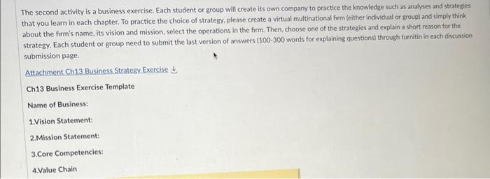 The second activity is a business exercise. Each | Chegg.com
