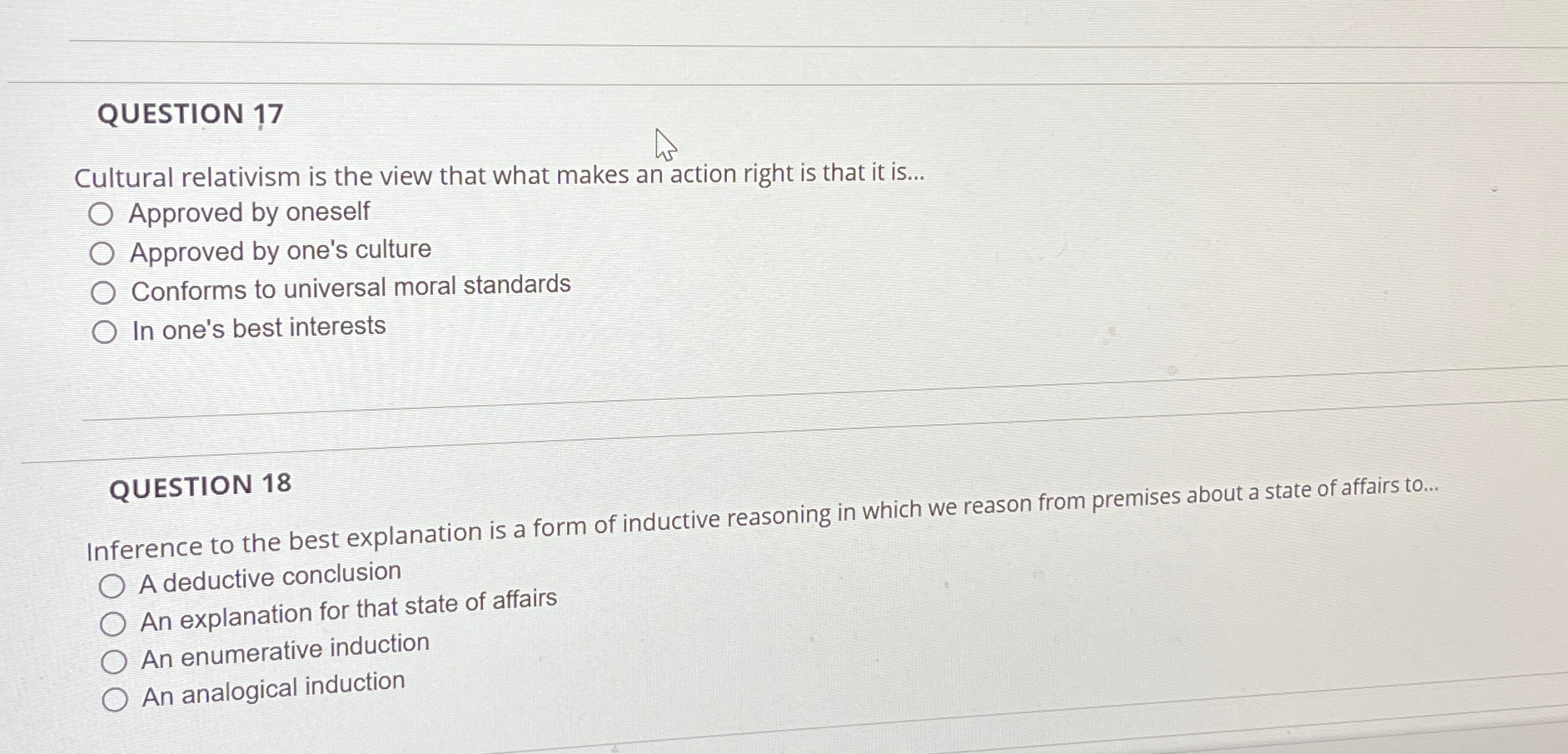 Solved QUESTION 17Cultural relativism is the view that what | Chegg.com