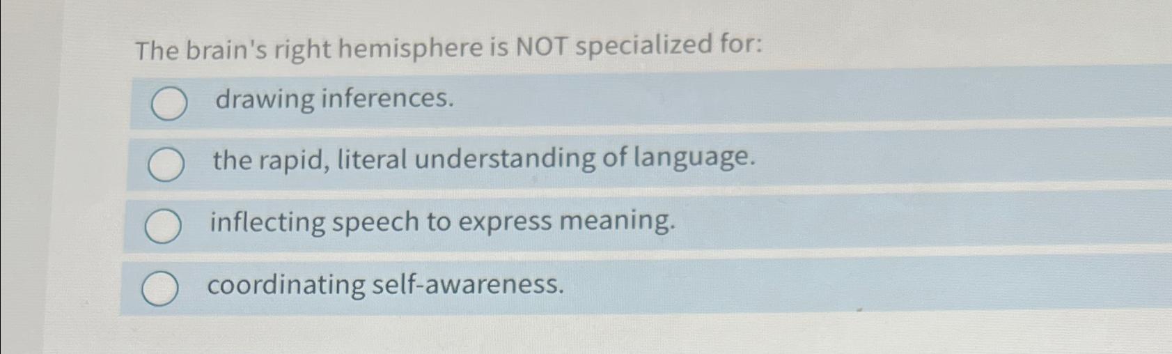 Solved The brain's right hemisphere is NOT specialized