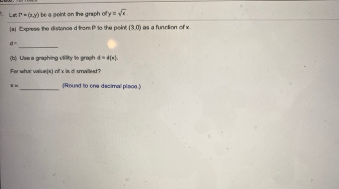 Solved Let P X Y Be A Point On The Graph Of Y V A